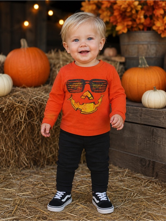 Old Navy Other - Old Navy Baby Halloween Pumpkin Graphic Long Sleeve Shirt 12–18M